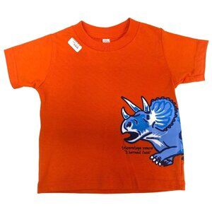 Smithsonian Rabbit Skins Kids Orange Triceratops T-Shirt Size 2